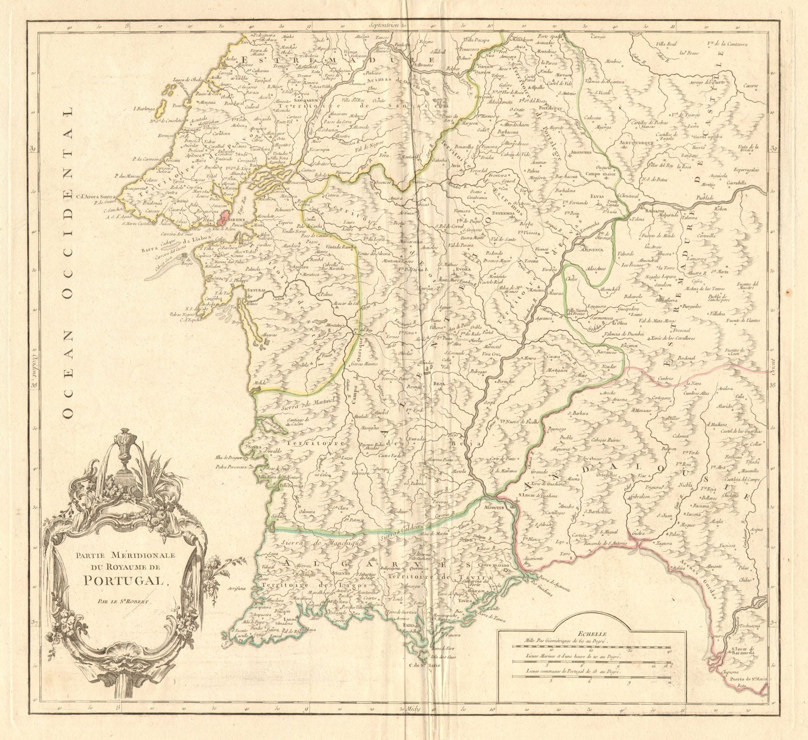'PARTIE MERIDIONALE DU ROYAUME DE PORTUGAL'. Algarve. DE VAUGONDY c1750 map